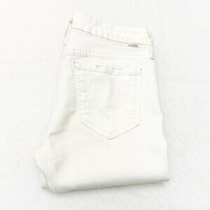 Mother The Looker Crop Stayin' Alive White Cream Denim Jeans Zip Fly Size 29